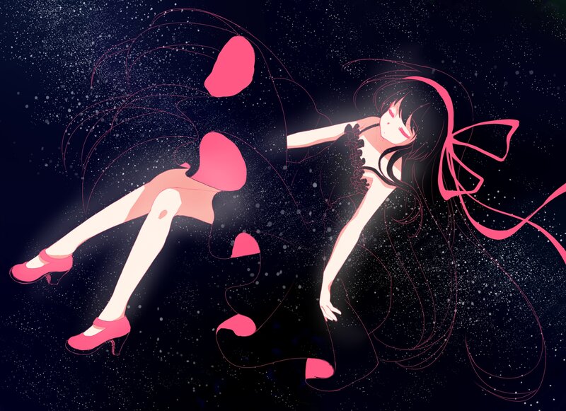 Anime Girl Floating — Black