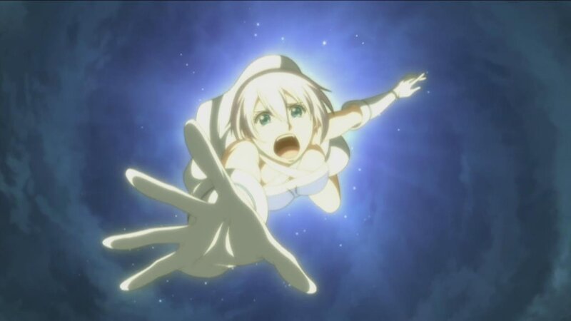 Anime Girl Floating — Blue, Dramatic, Night, Starfield