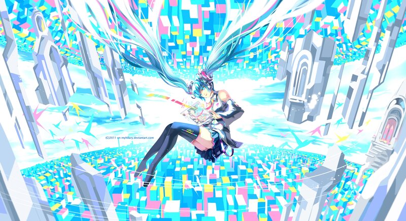 Anime Girl Floating — Blue, Dynamic