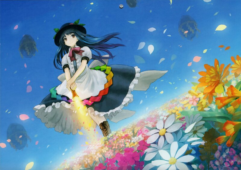 Anime Girl Floating — Blue, Serene, Afternoon