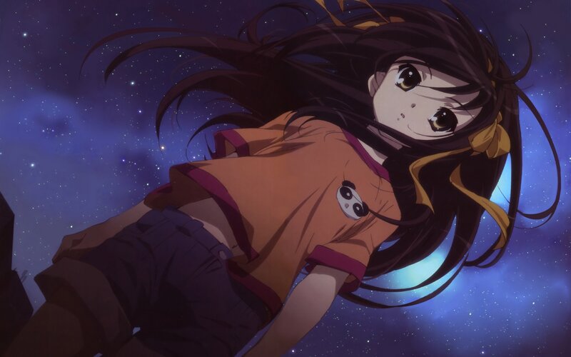 Anime Girl Floating — Blue, Serene