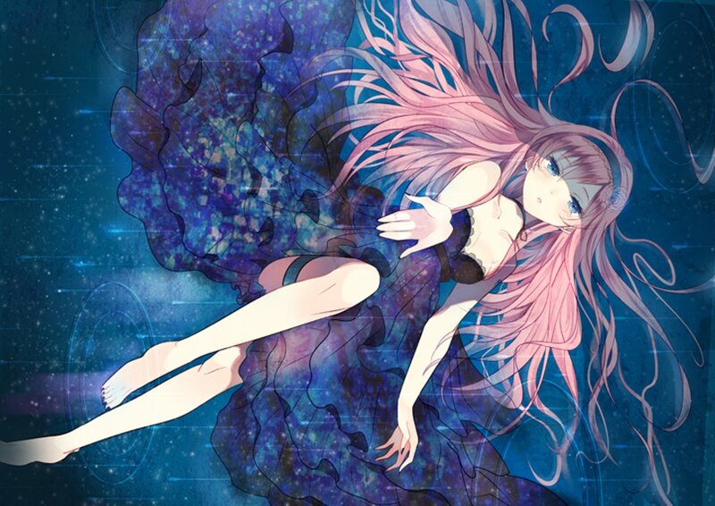 Anime Girl Floating — Blue