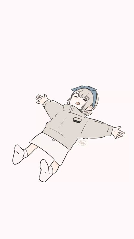 Anime Girl Floating — Gray, Calm
