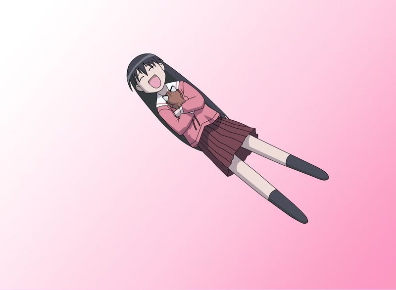 anime girl floating in pink