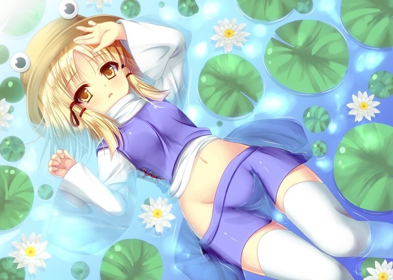 Anime girl floating in pond
