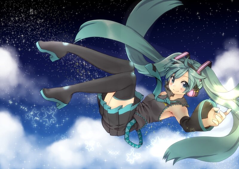 Anime Girl Floating in Sky — Blue, Dreamy