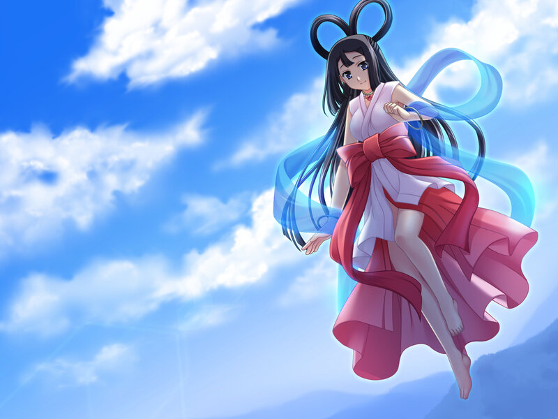 Anime Girl Floating in Sky — Blue