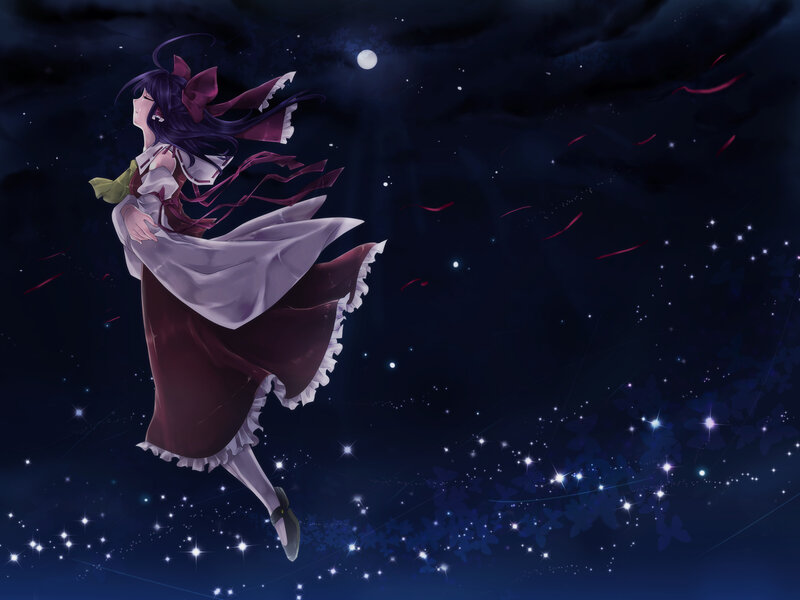 Anime Girl Floating in Sky — Purple
