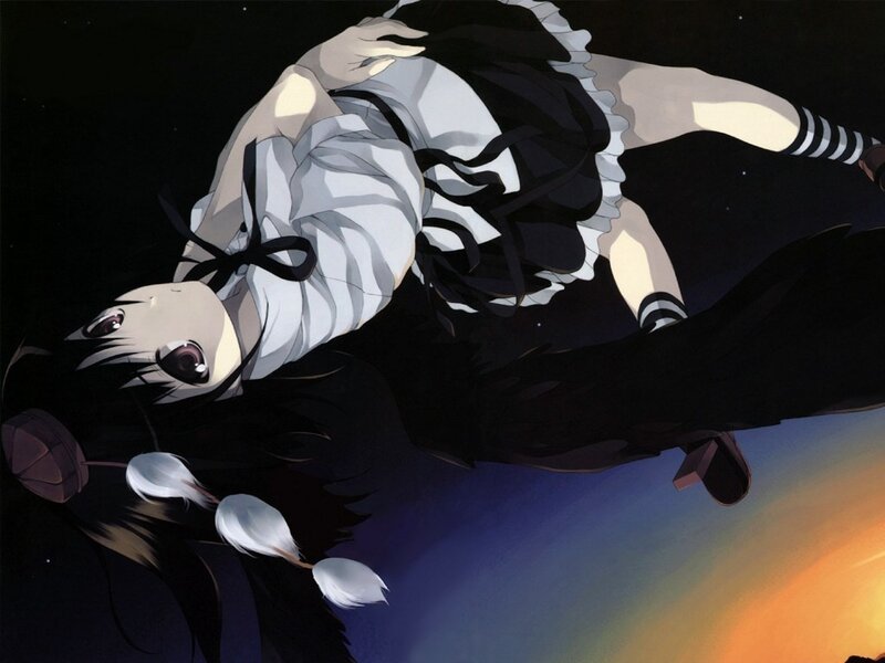 anime girl floating in space