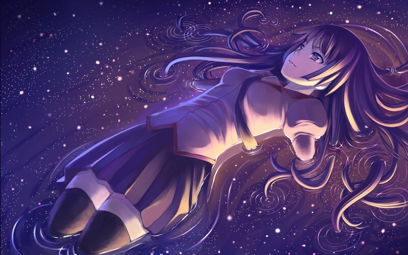 Anime girl floating in space
