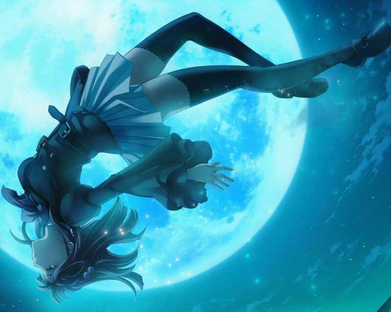 anime girl floating in space