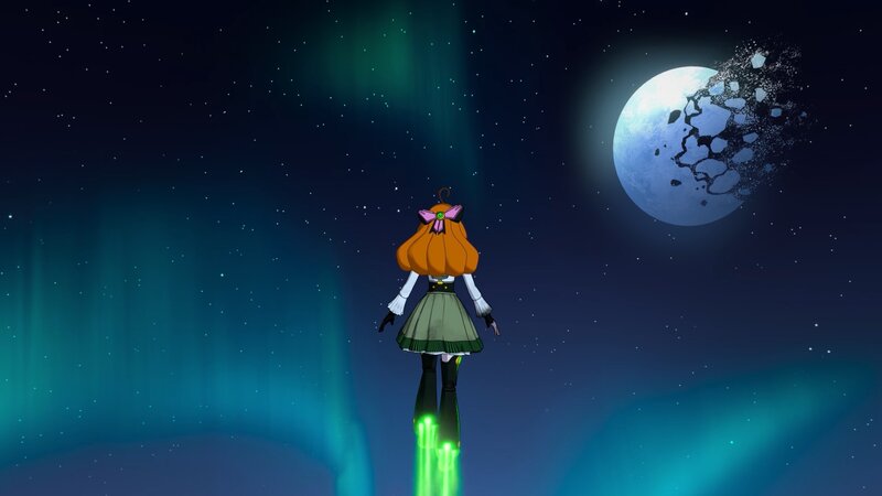 Anime Girl Floating in Space — Blue, Dramatic, Serene