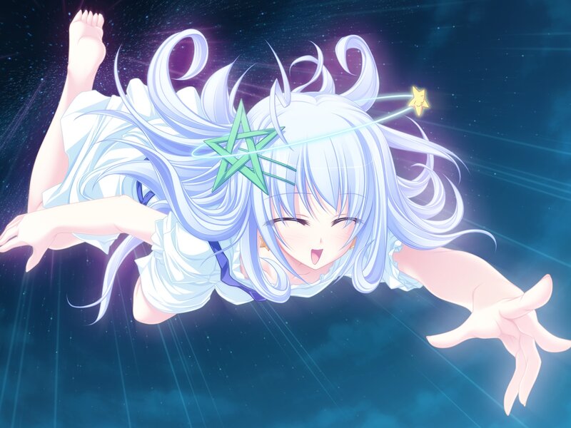 Anime Girl Floating in Space — Blue, Dreamy