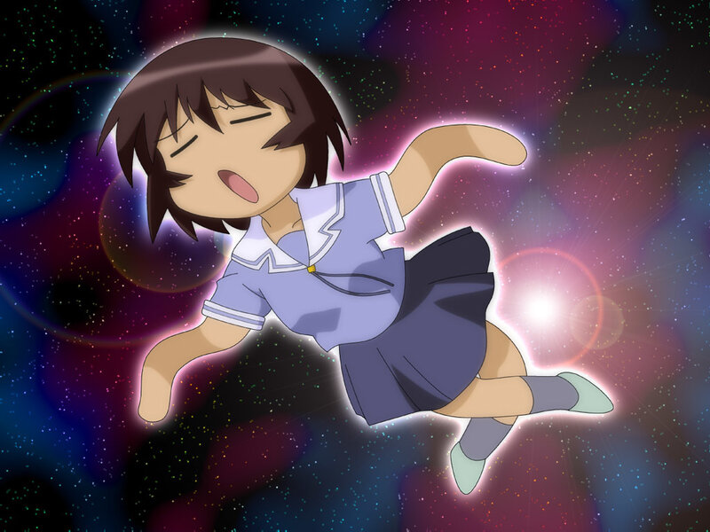 Anime Girl Floating in Space — Purple, Dreamy