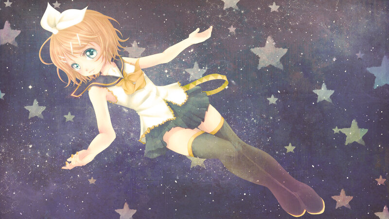 Anime Girl Floating in Space — Purple
