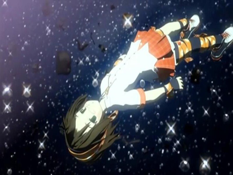 Anime Girl Floating in Space — White