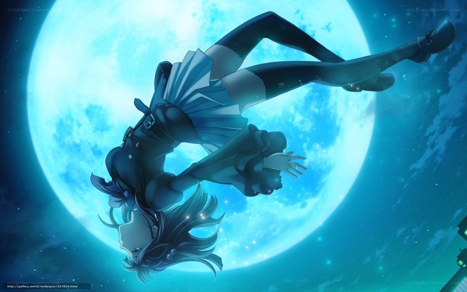 anime girl floating in space
