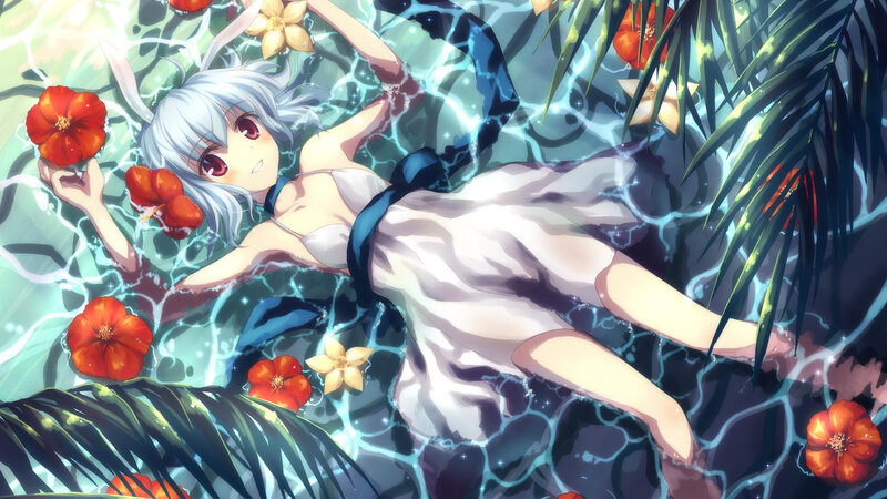 anime girl floating in water