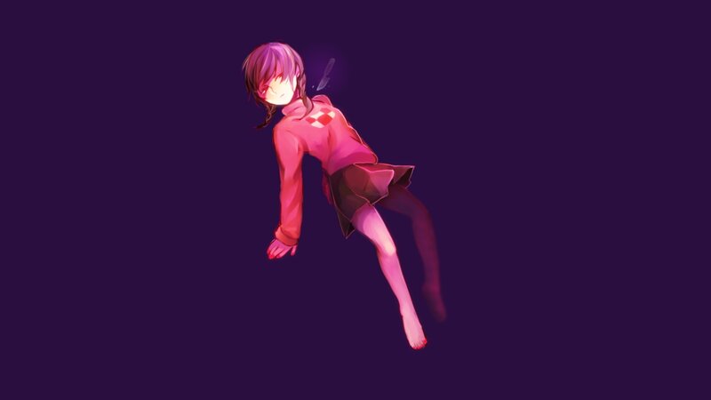 Anime Girl Floating — Purple, Dramatic, Digital Art