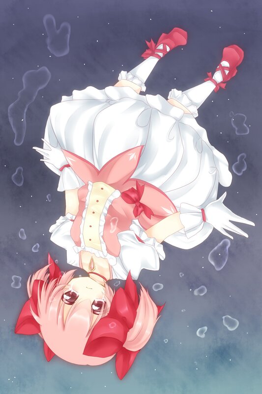 Anime Girl Floating — White, Serene, Night, Digital Art, Dress
