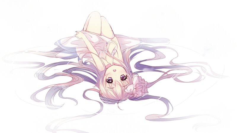 Anime Girl Floating — White