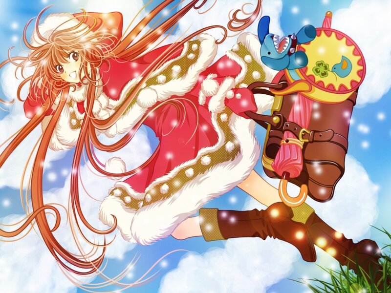 Anime Girl Flying — Blue, Joyful, Whimsical