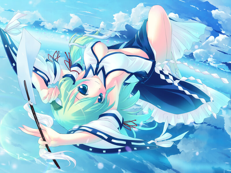 anime girl flying in sky