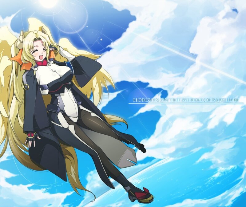 Anime girl flying in sky