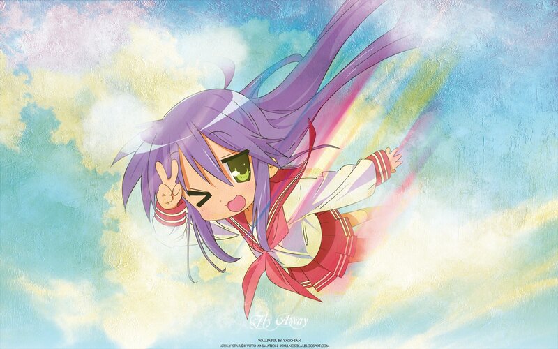 anime girl flying in sky