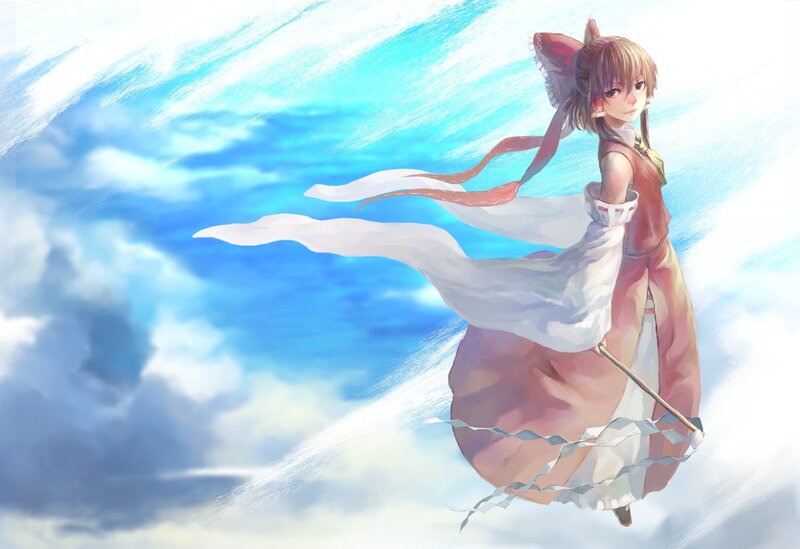 Anime girl flying in the sky