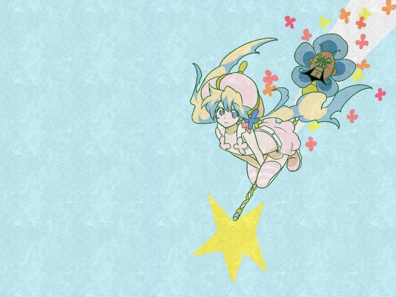 anime girl flying with star