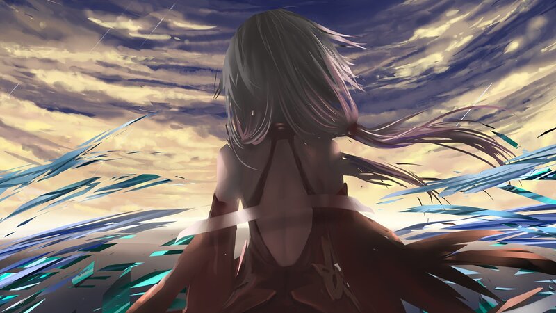 Anime Girl from Behind — Blue