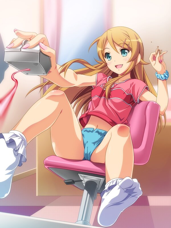 Anime girl gaming at desk