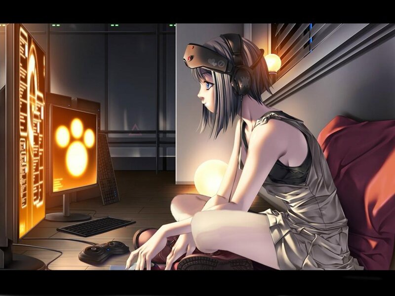 Anime Girl Gaming — Gray