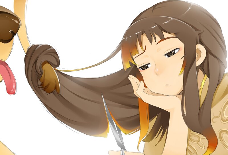 anime girl getting haircut