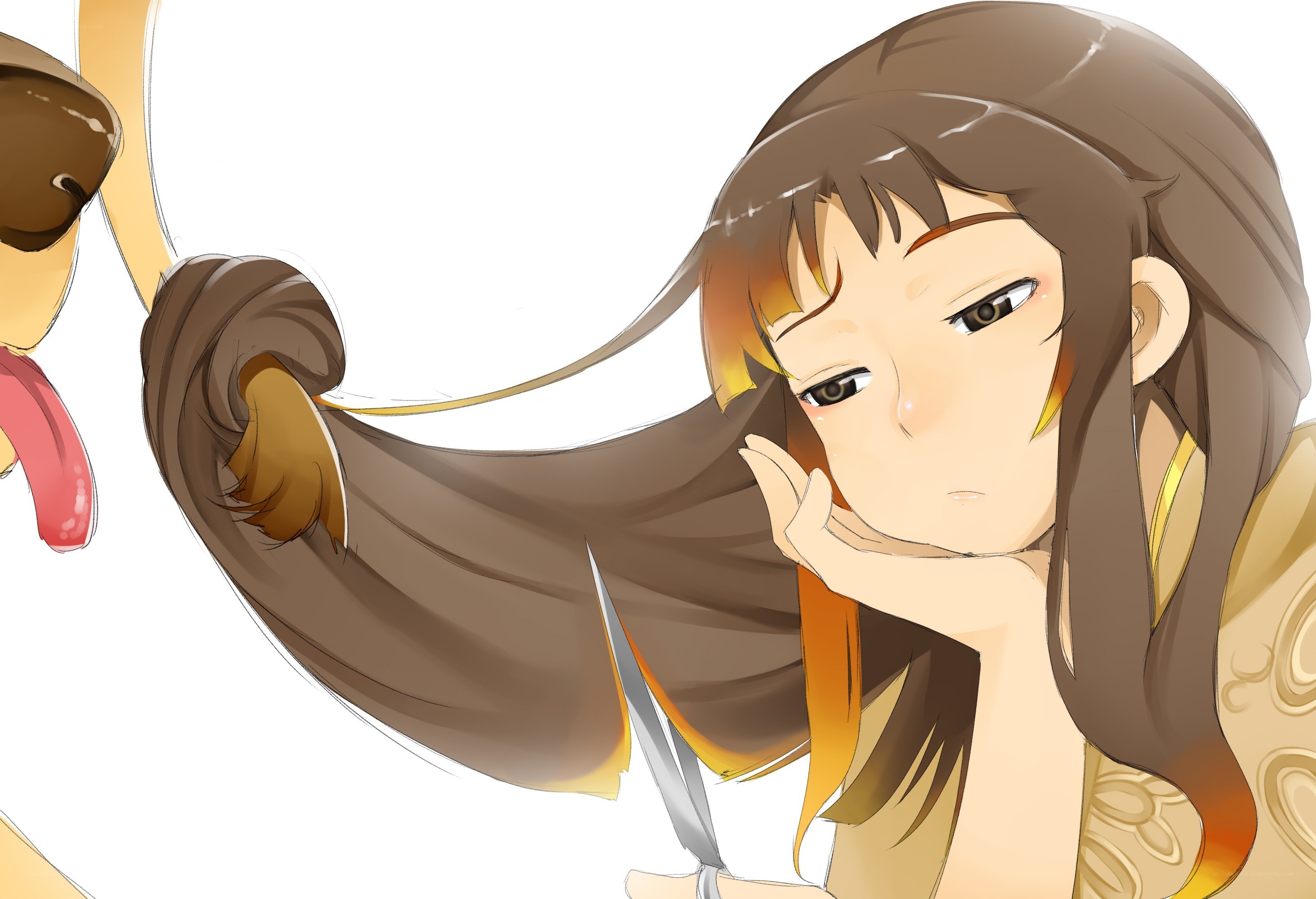 anime girl getting haircut