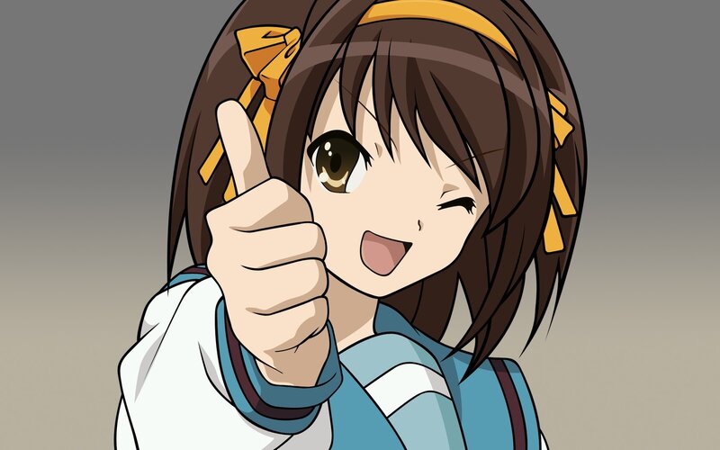 Anime Girl Giving Thumbs-up — Brown