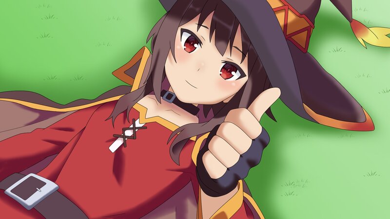 Anime Girl Giving Thumbs-up — Green