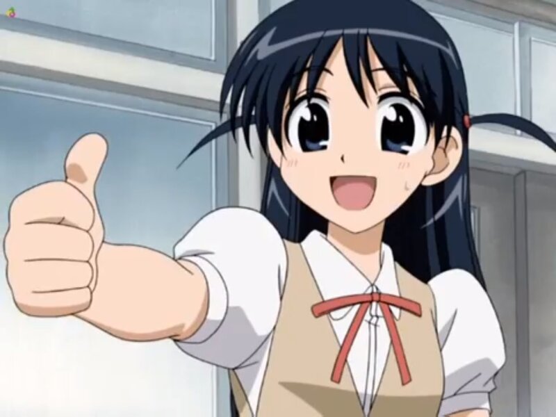 Anime Girl Giving Thumbs-up — White