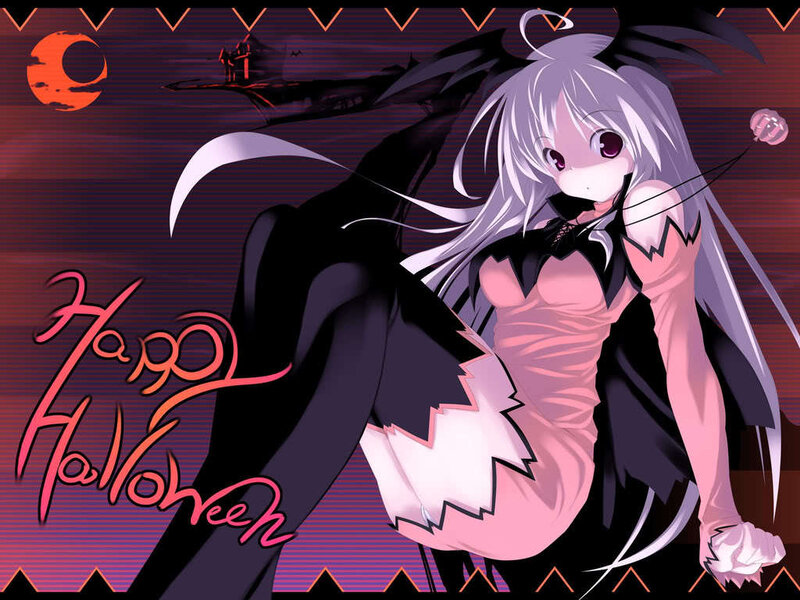 anime girl halloween art