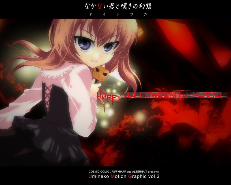 Anime girl Halloween illustration