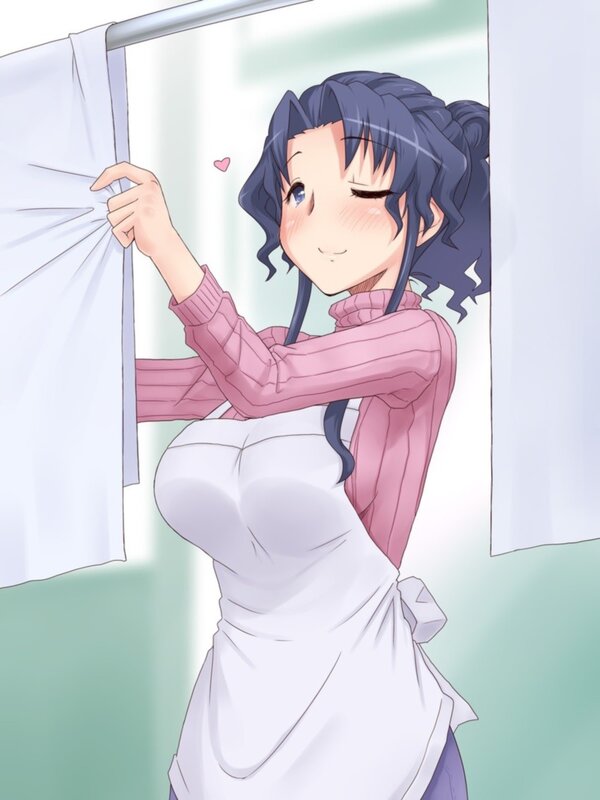 anime girl hanging laundry