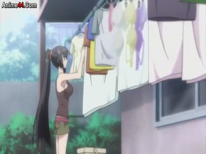 Anime Girl Hanging Laundry — Green