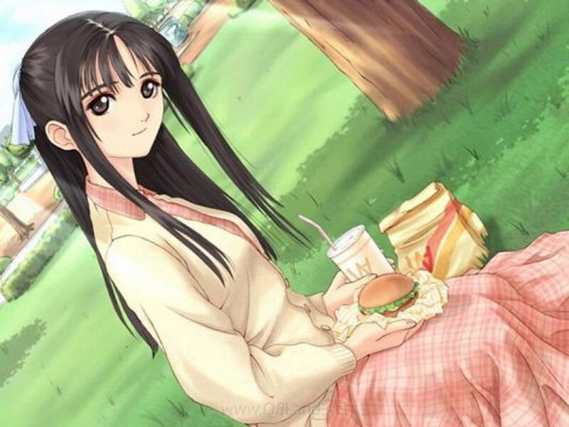 anime girl having picnic