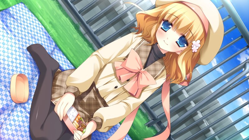 anime girl having picnic