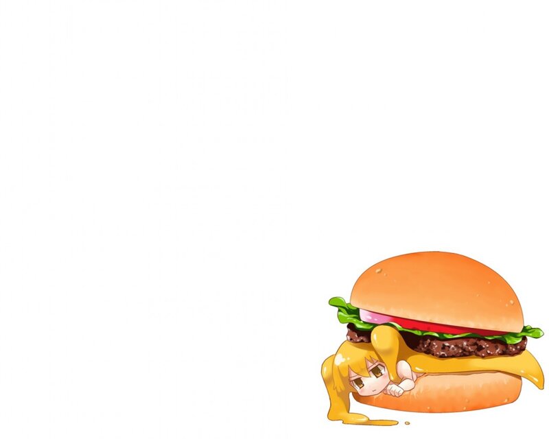 anime girl hiding in a burger