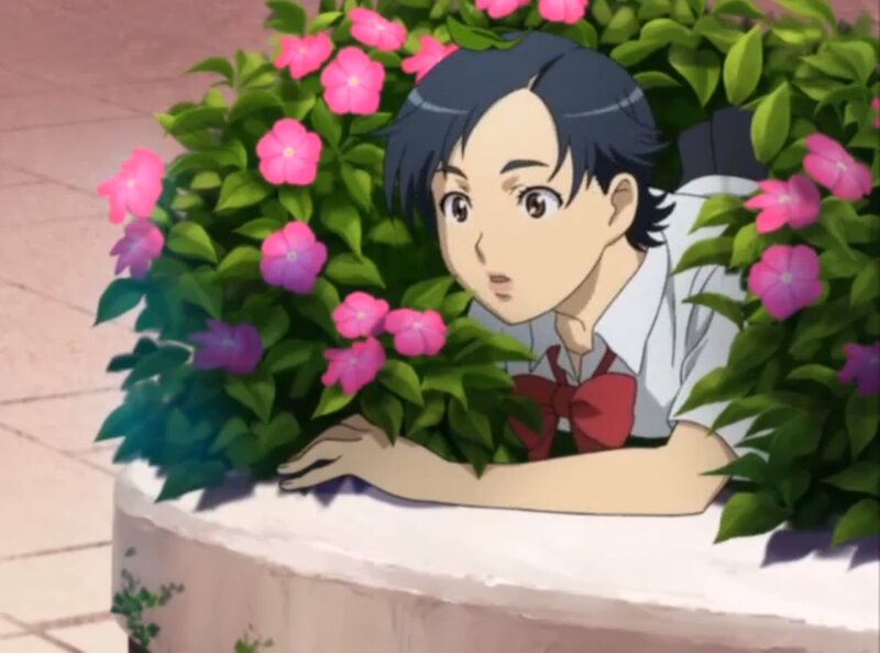 Anime Girl Hiding in Bush