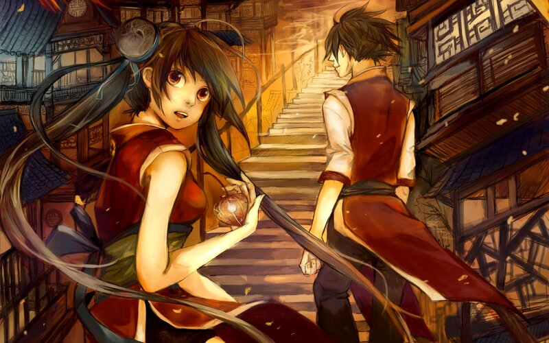 Anime Girl Holding a Ball — Brown