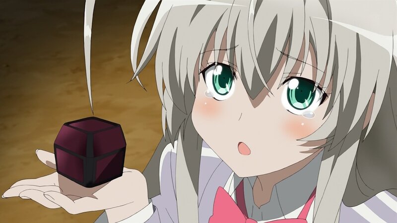 anime girl holding a box
