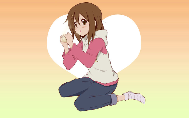 anime girl holding a bun